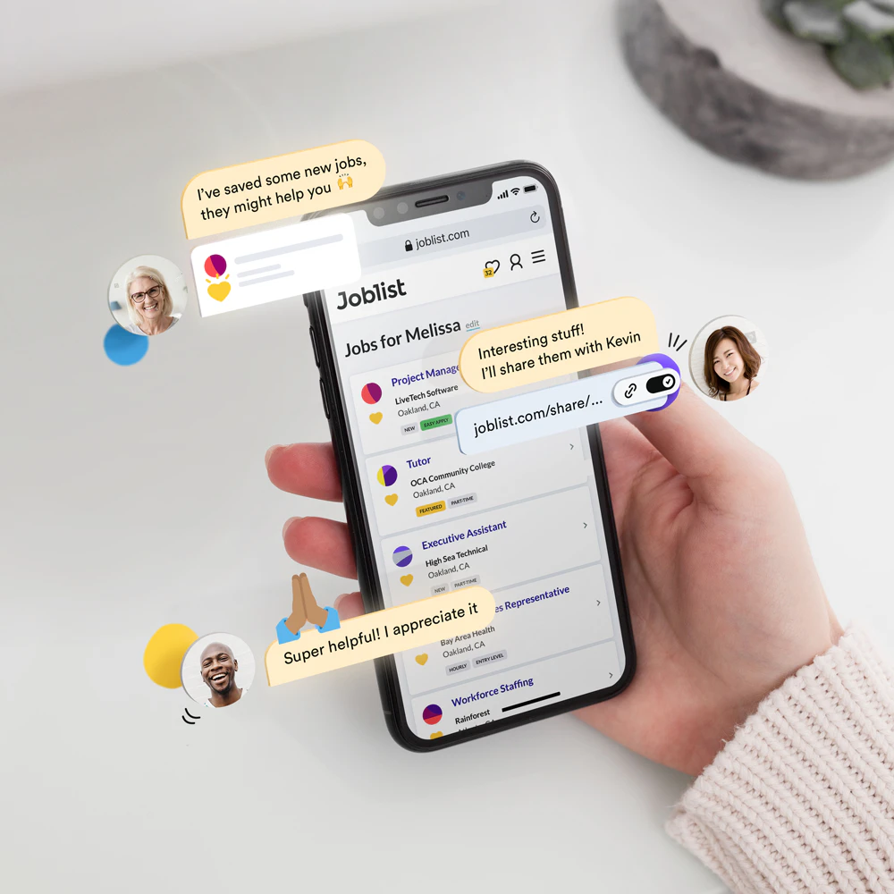 Joblist website on a mobile device